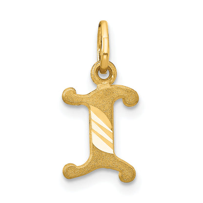 14K Yellow Gold Letter I Initial Charm