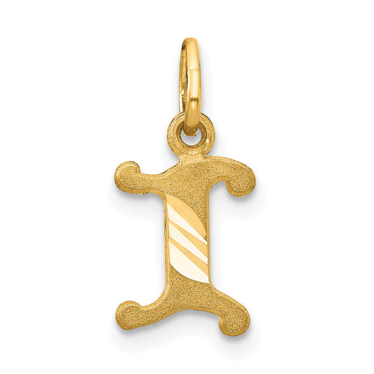 14K Yellow Gold Letter I Initial Charm