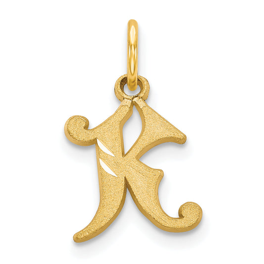 14K Yellow Gold Letter K Initial Charm