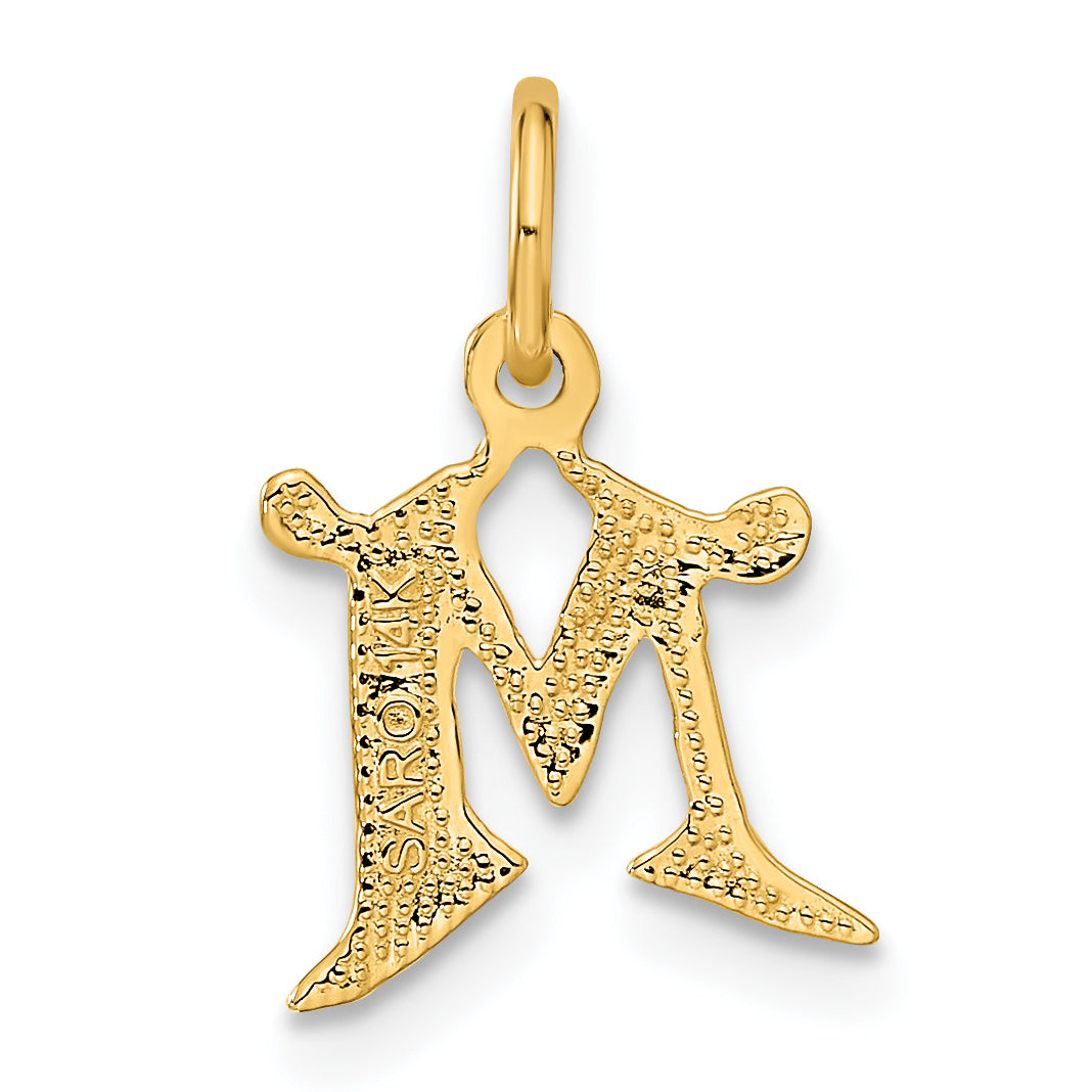 14K Yellow Gold Letter M Initial Charm