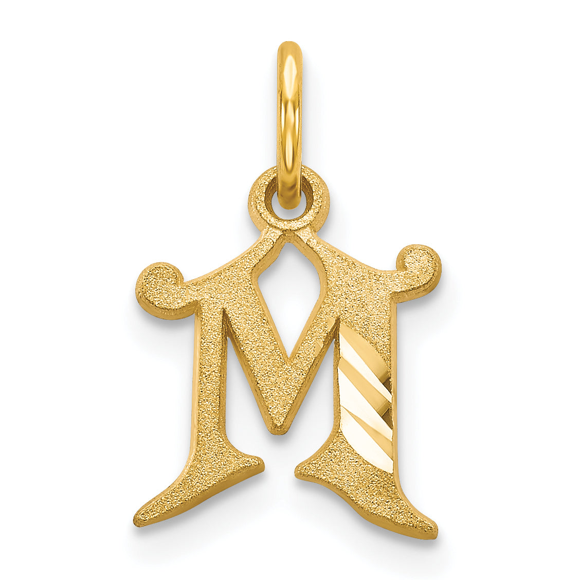 14K Yellow Gold Letter M Initial Charm