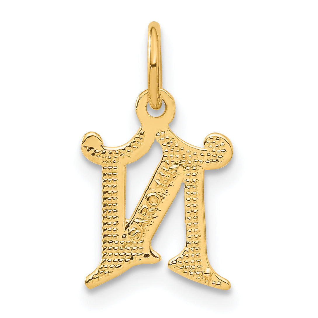 14K Yellow Gold Letter N Initial Charm