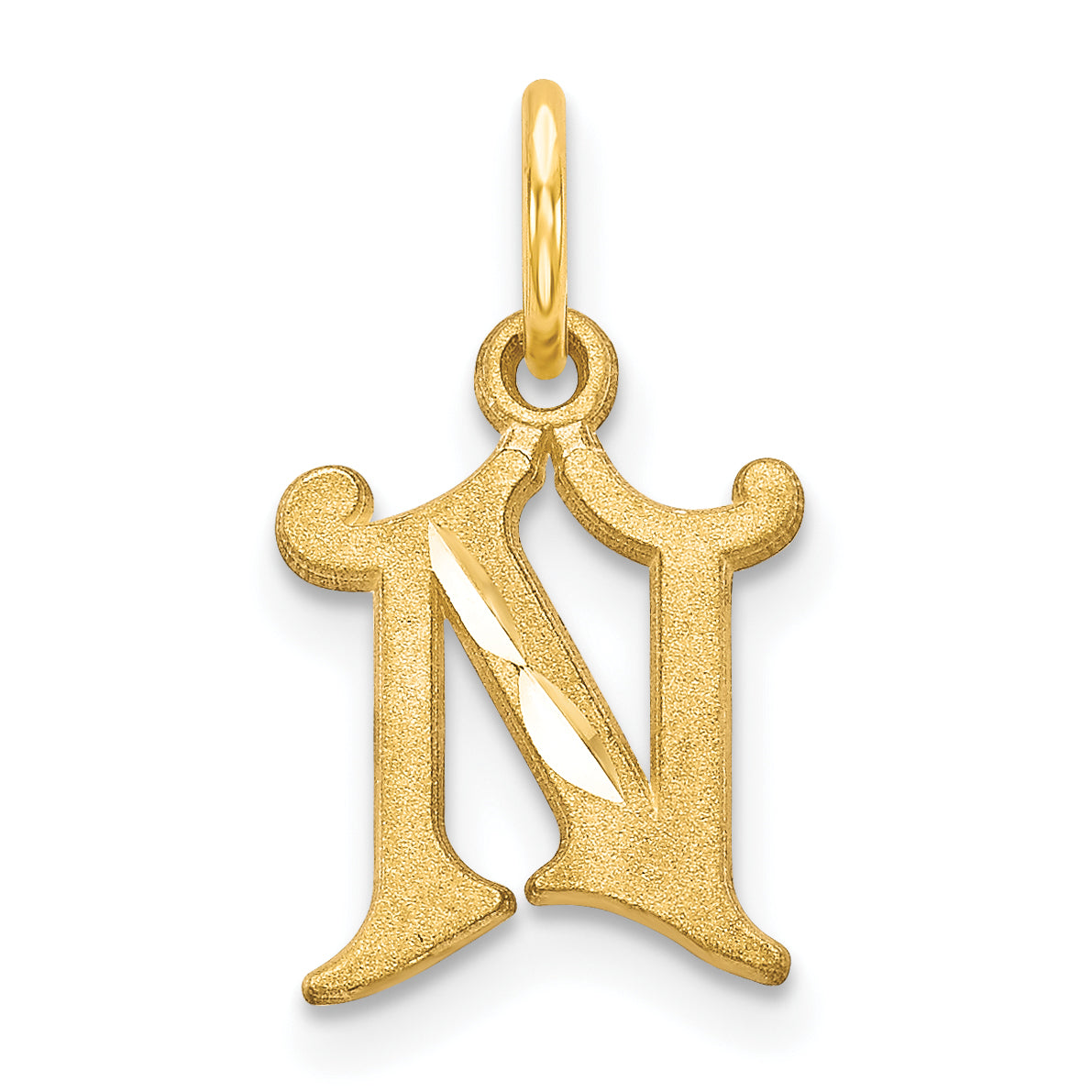 14K Yellow Gold Letter N Initial Charm