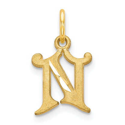14K Yellow Gold Letter N Initial Charm