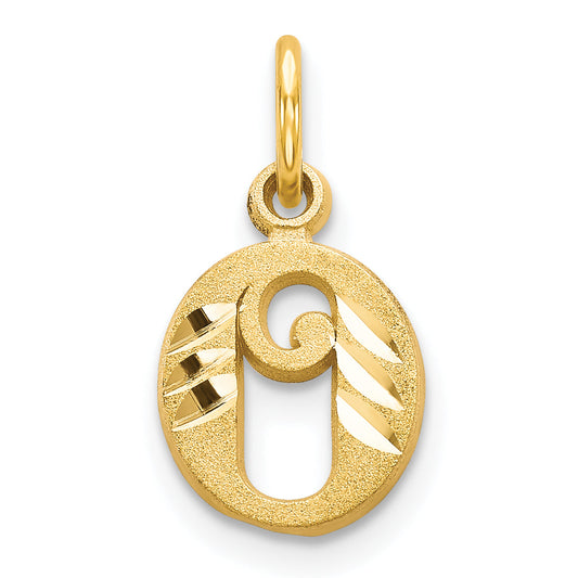 14K Yellow Gold Letter O Initial Charm