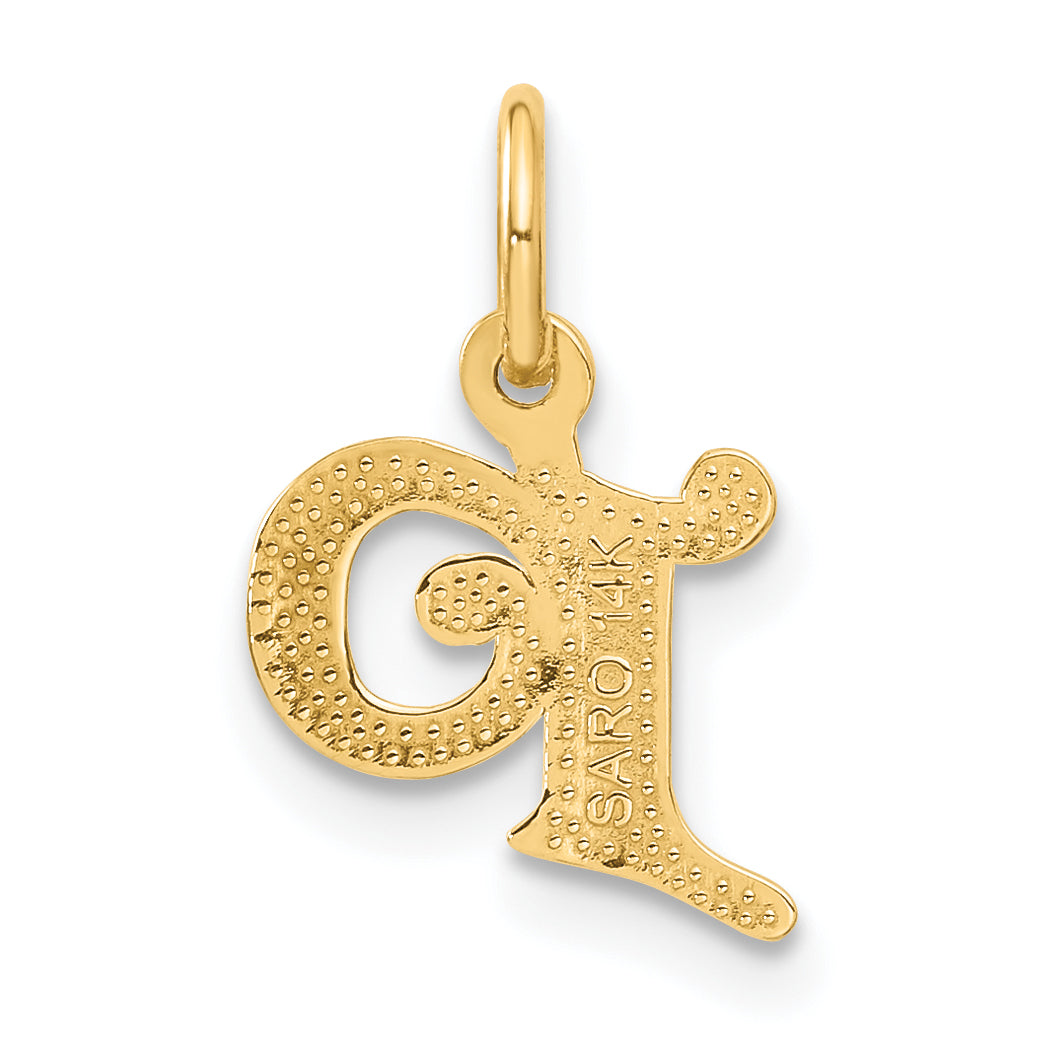 14K Yellow Gold Letter P Initial Charm