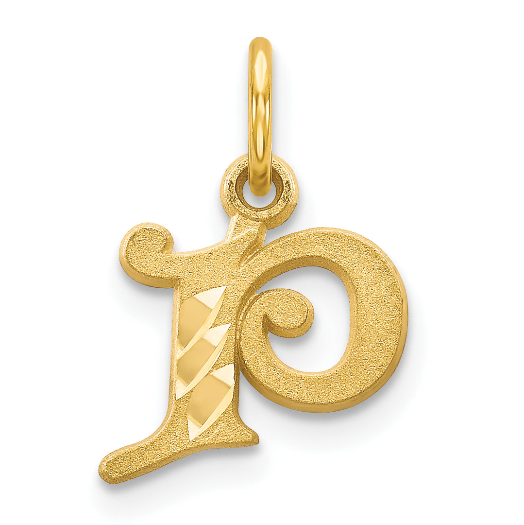 14K Yellow Gold Letter P Initial Charm