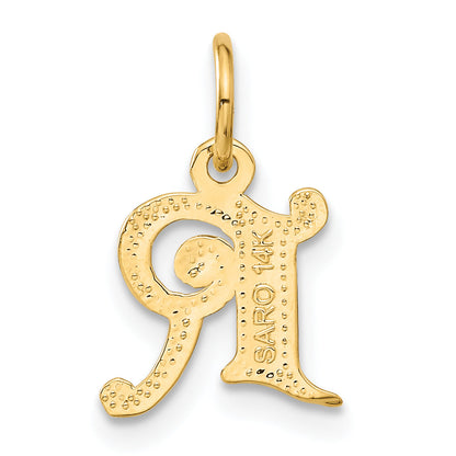 14K Yellow Gold Letter R Initial Charm