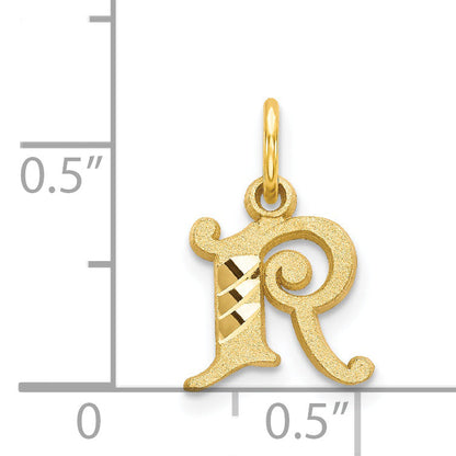 14K Yellow Gold Letter R Initial Charm