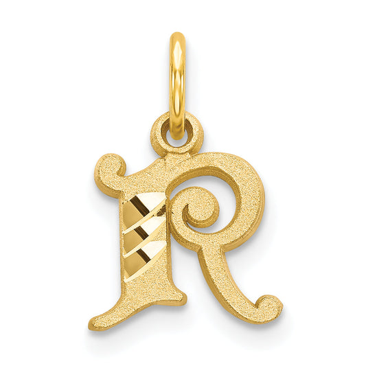 14K Yellow Gold Letter R Initial Charm