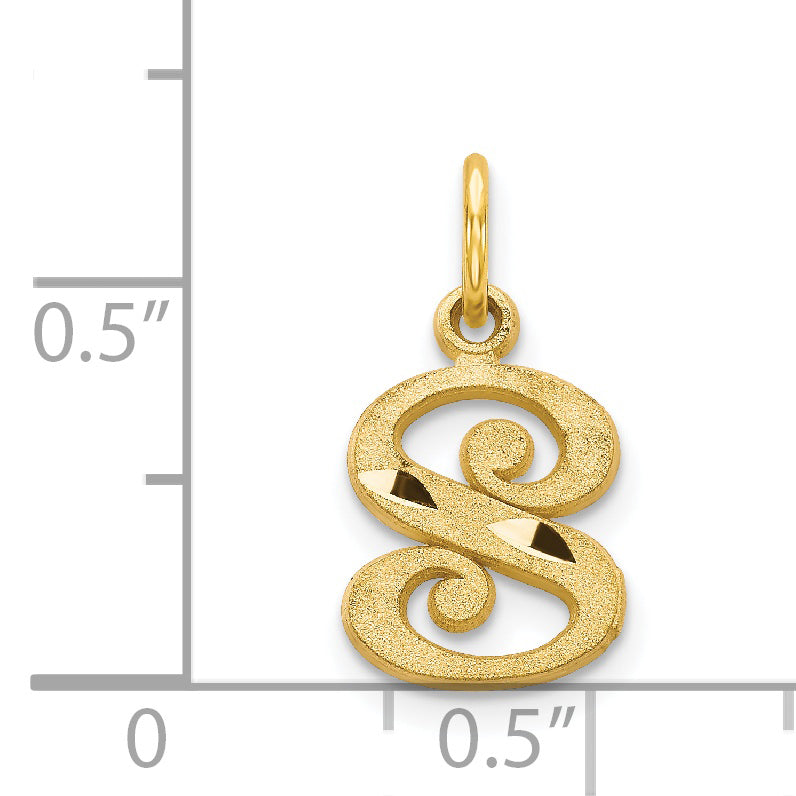 14K Yellow Gold Letter S Initial Charm