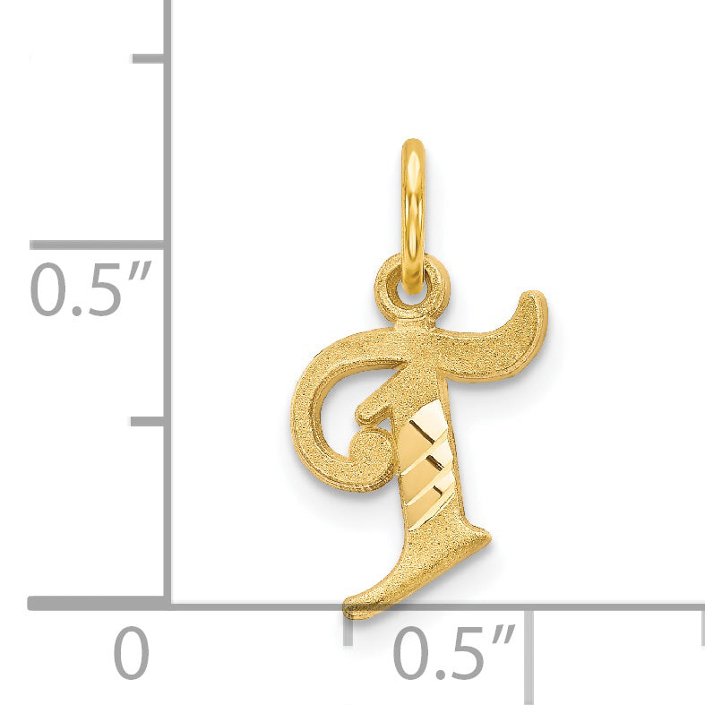 14K Yellow Gold Letter T Initial Charm