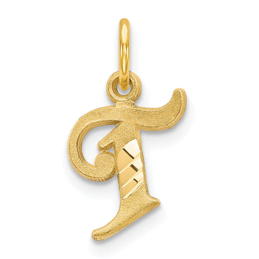 14K Yellow Gold Letter T Initial Charm