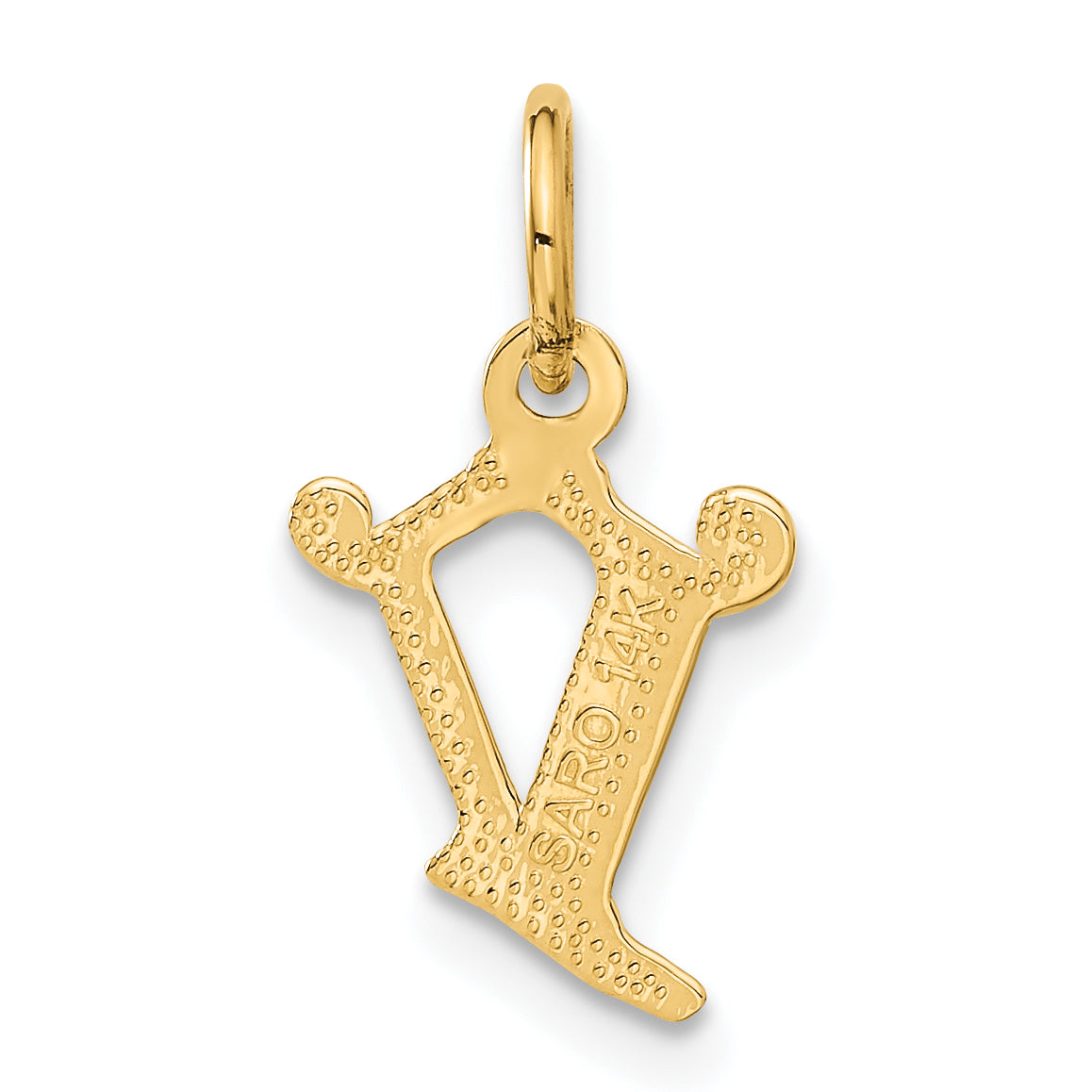 14K Yellow Gold Letter V Initial Charm