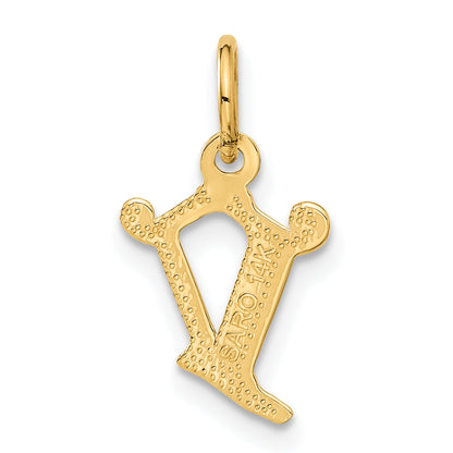 14K Yellow Gold Letter V Initial Charm