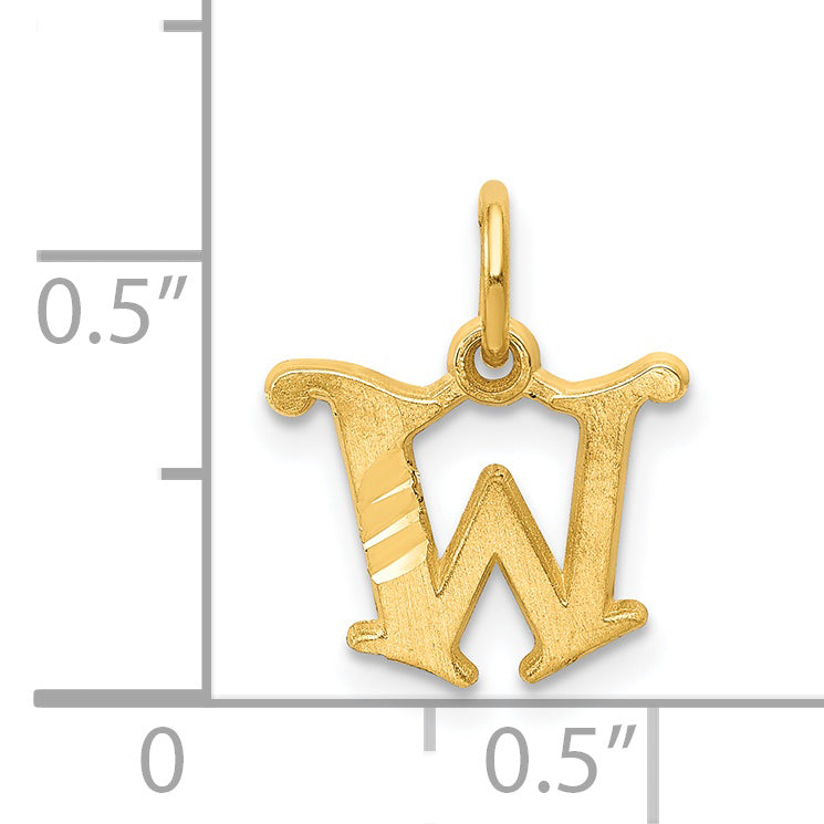 14K Yellow Gold Letter W Initial Charm