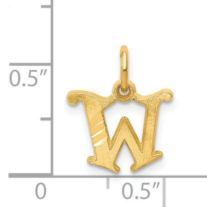 14K Yellow Gold Letter W Initial Charm