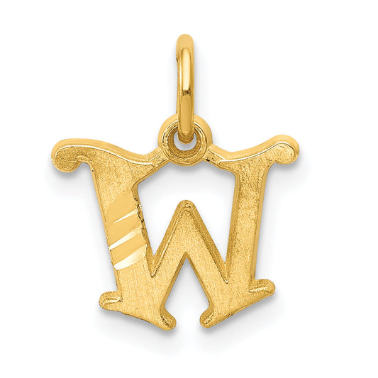 14K Yellow Gold Letter W Initial Charm