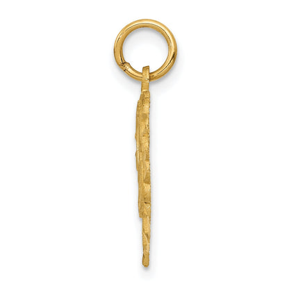 14K Yellow Gold Heart Letter A Charm