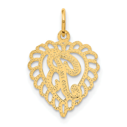 14K Yellow Gold Heart Letter B Charm