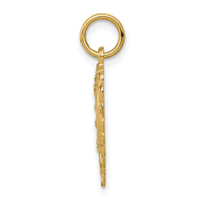 14K Yellow Gold Heart Letter D Charm