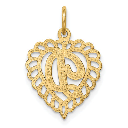 14K Yellow Gold Heart Letter D Charm