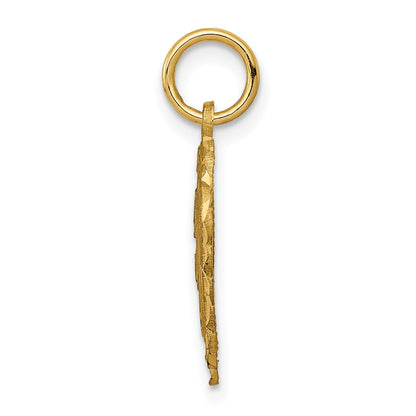 14K Yellow Gold Heart Letter E Charm