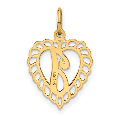 14K Yellow Gold Heart Letter I Charm
