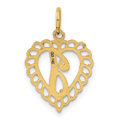 14K Yellow Gold Heart Letter J Charm