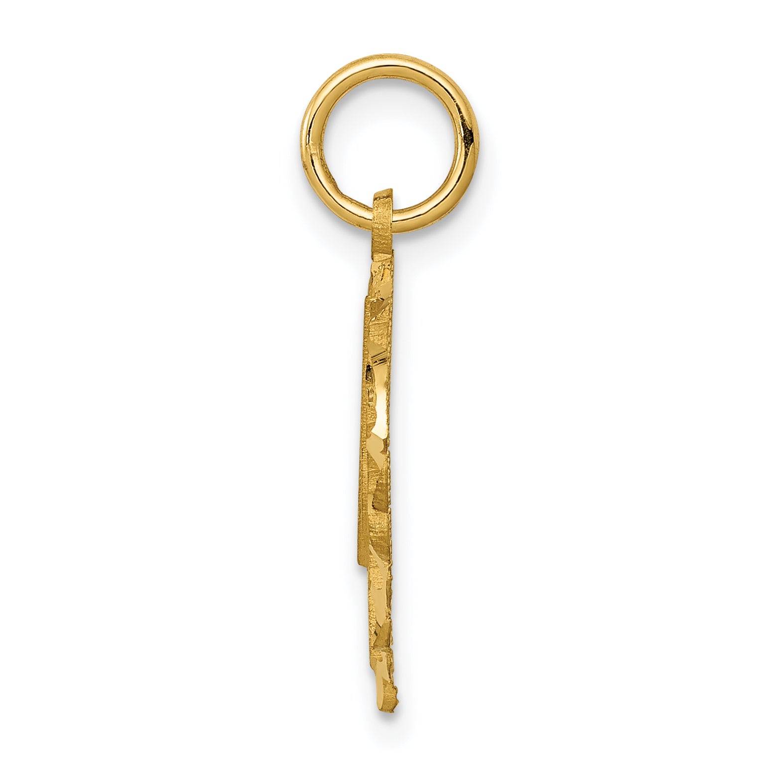 14K Yellow Gold Heart Letter M Charm