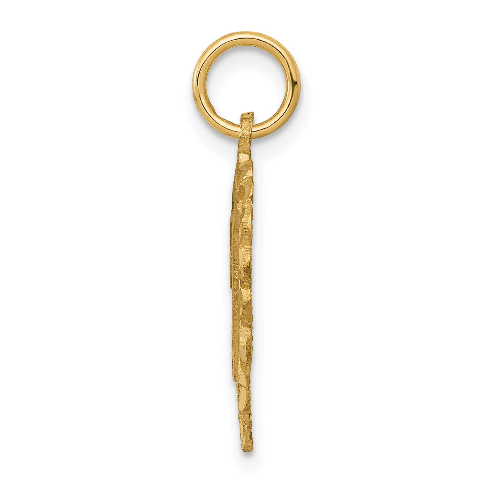 14K Yellow Gold Heart Letter T Charm