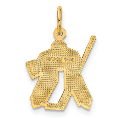 14K Yellow Gold Hockey Goalie Charm