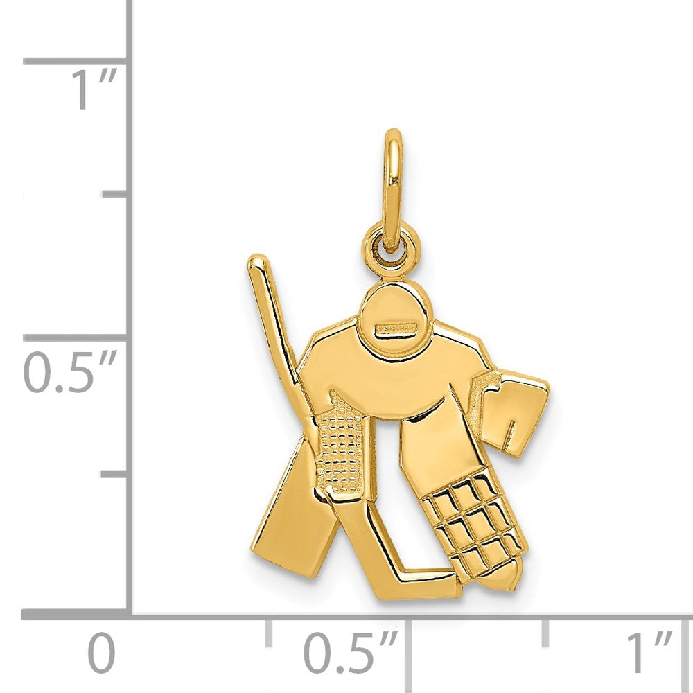 14K Yellow Gold Hockey Goalie Charm
