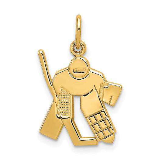 14K Yellow Gold Hockey Goalie Charm