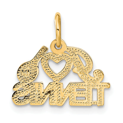 14K Yellow Gold I Heart Tennis Charm