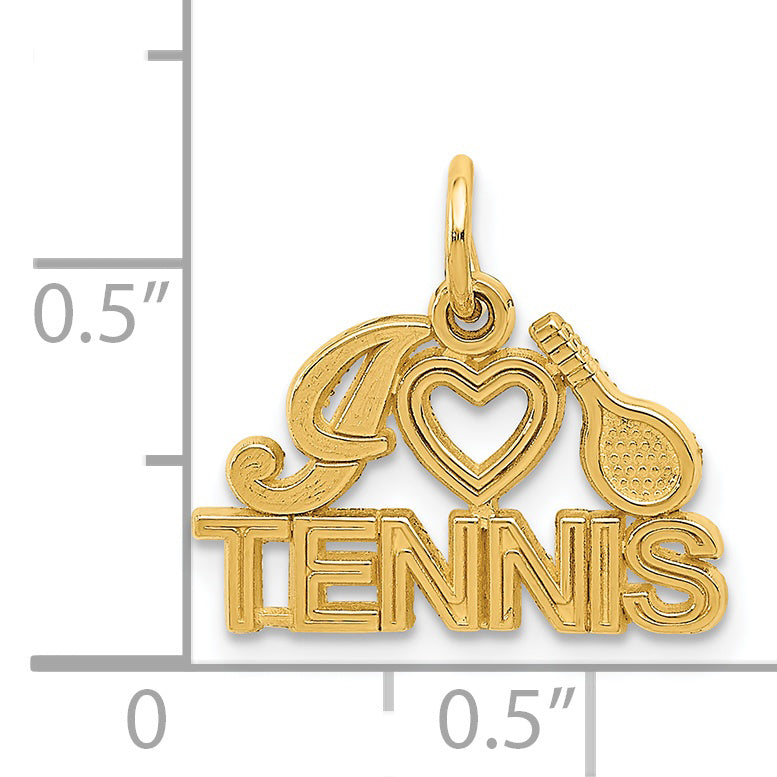 14K Yellow Gold I Heart Tennis Charm