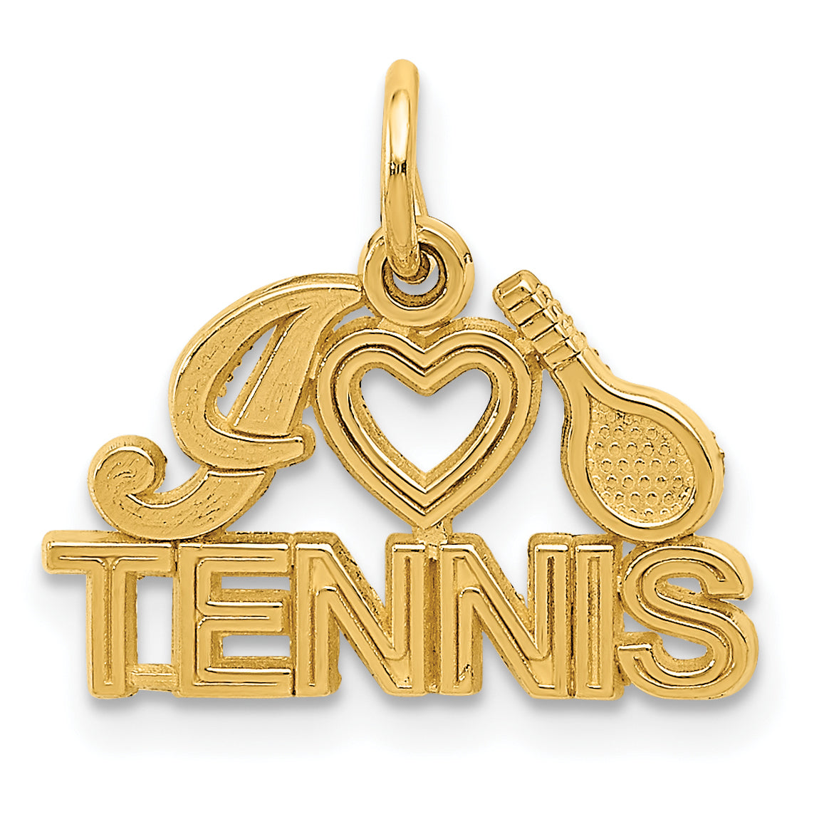 14K Yellow Gold I Heart Tennis Charm