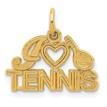 14K Yellow Gold I Heart Tennis Charm