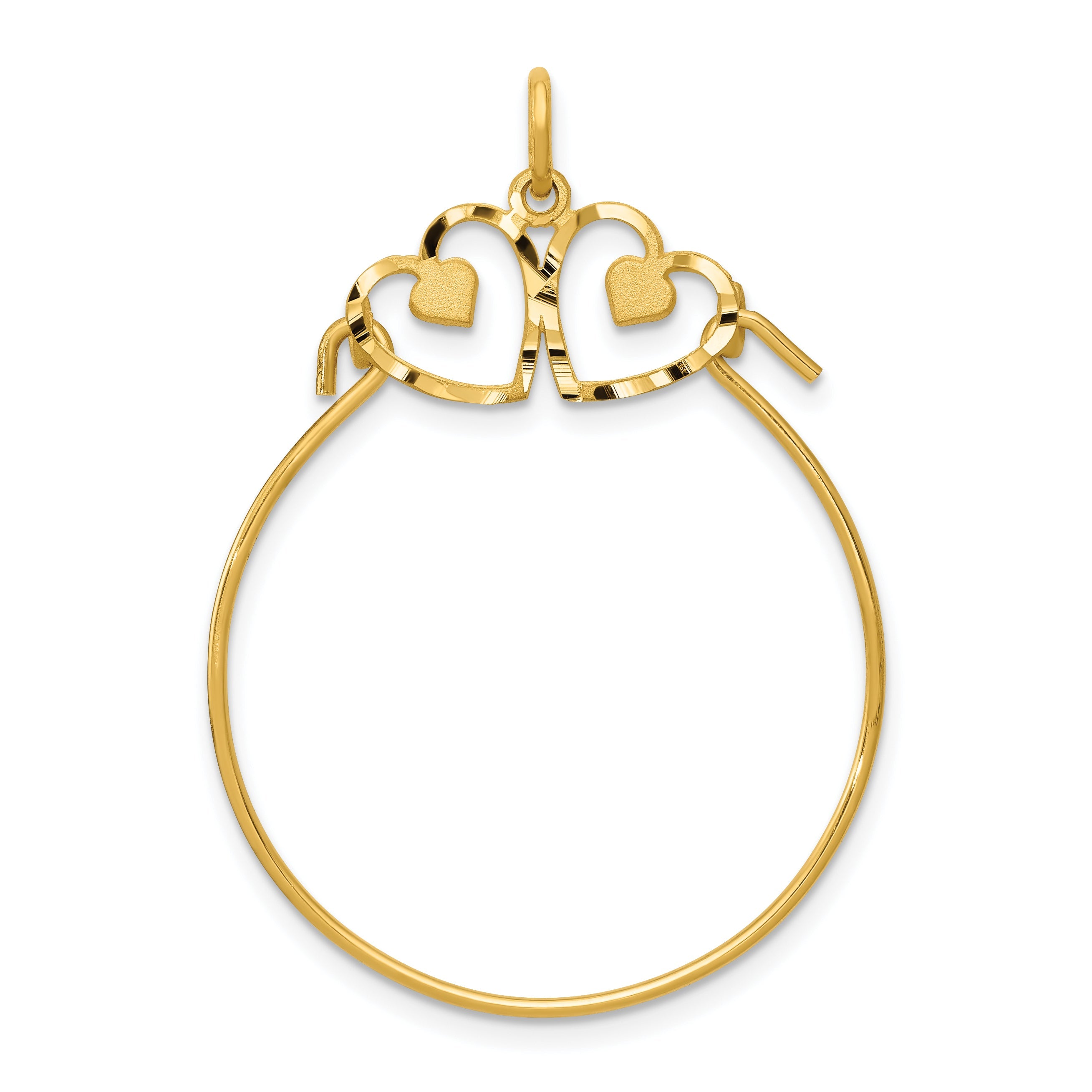 14K Yellow Gold Heart Charm Holder