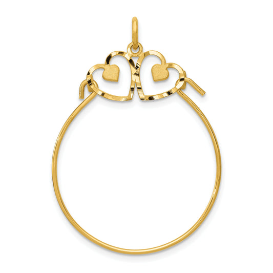 14K Yellow Gold Heart Charm Holder