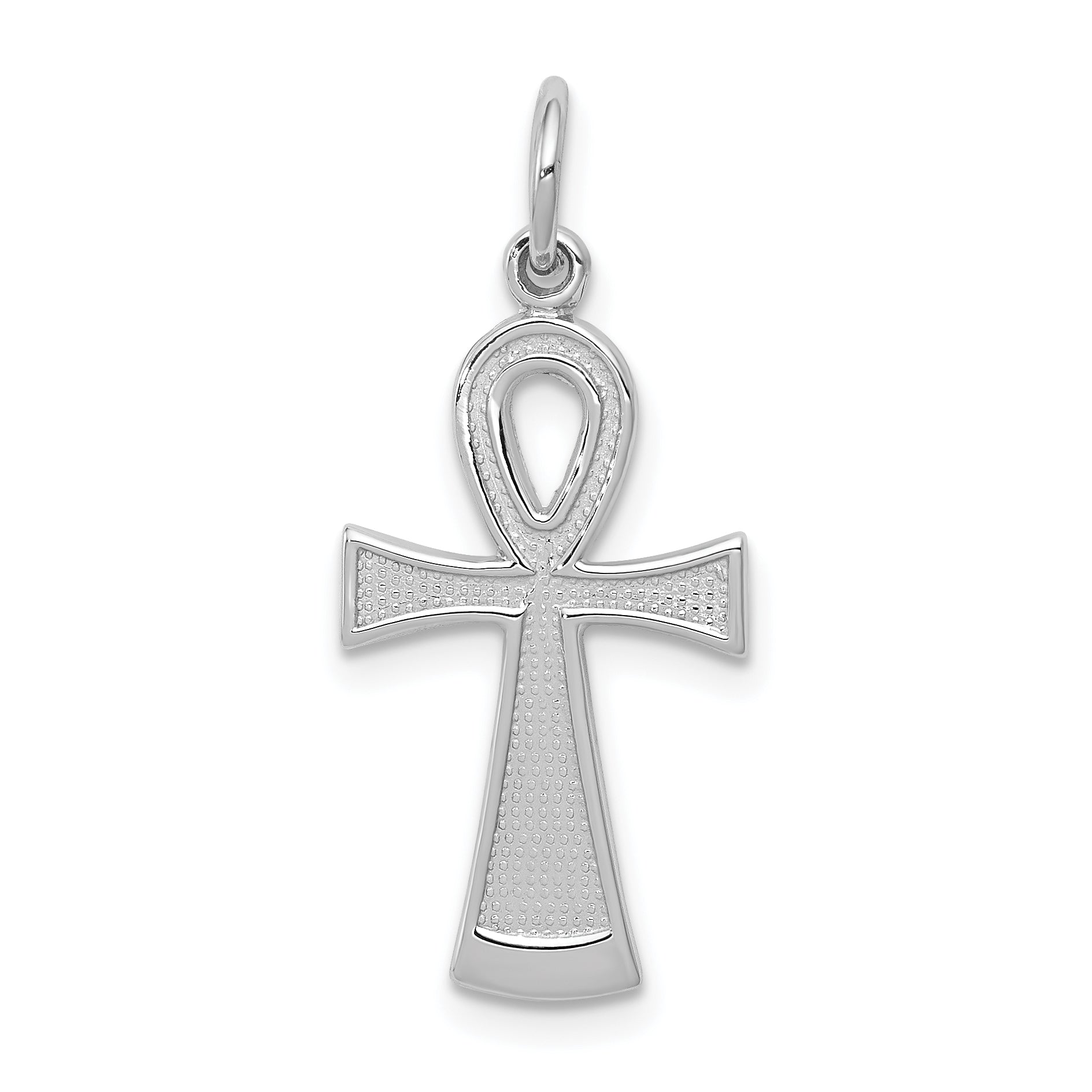 14K White Gold Ankh Cross Pendant