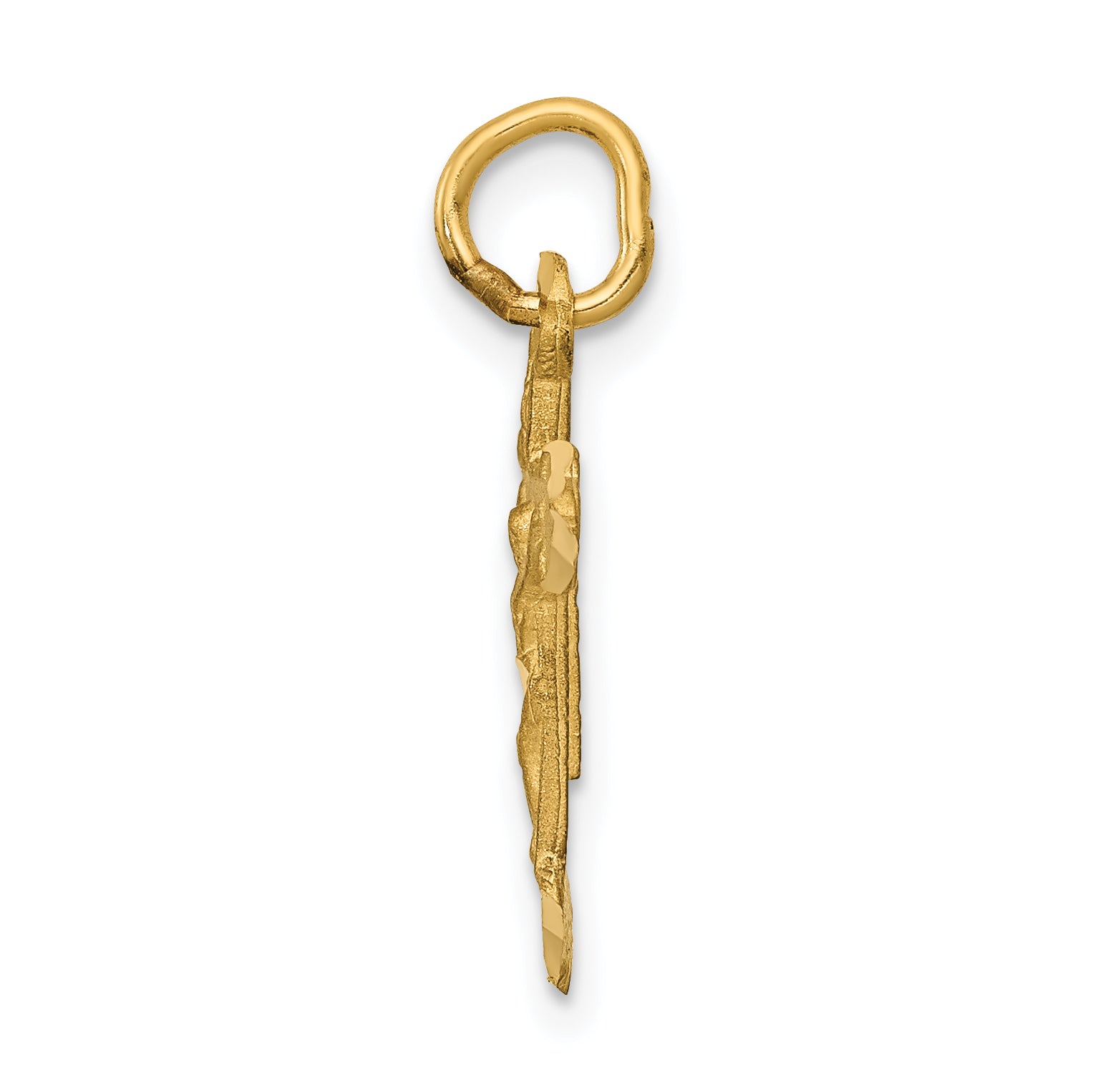 14K Yellow Gold Inri Diamond-Cut Crucifix Charm