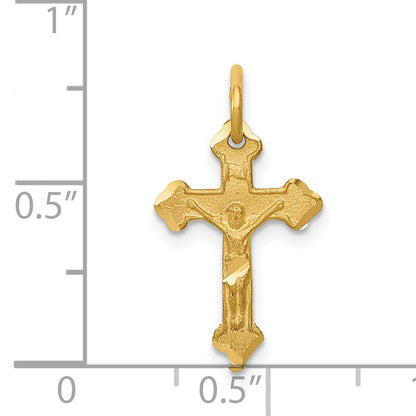 14K Yellow Gold Inri Diamond-Cut Crucifix Charm