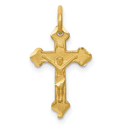 14K Yellow Gold Inri Diamond-Cut Crucifix Charm