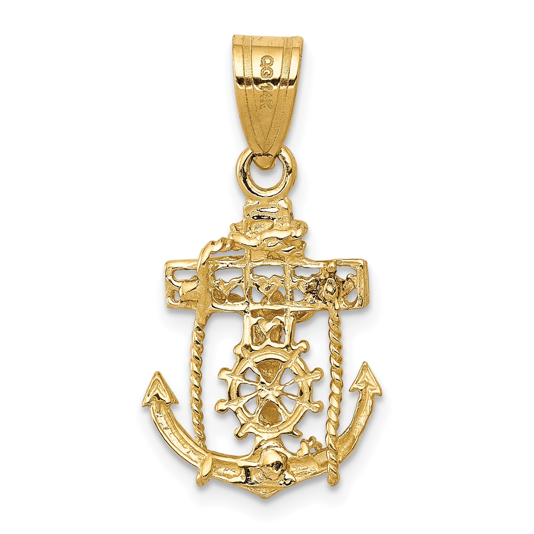 14K Yellow Gold Mariners Cross Pendant