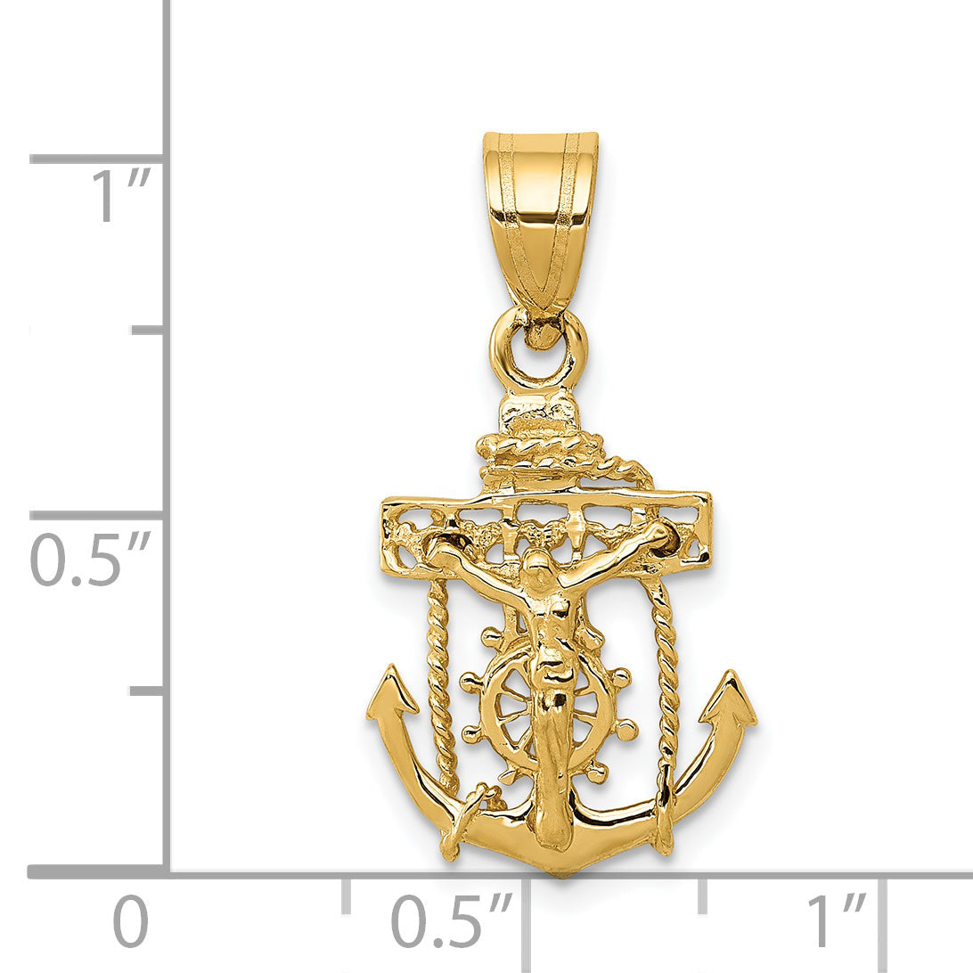 14K Yellow Gold Mariners Cross Pendant