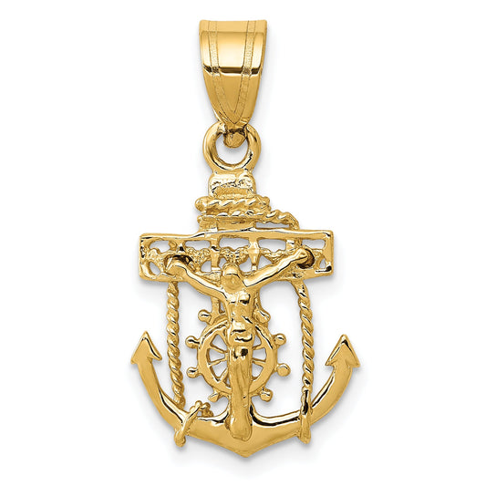 14K Yellow Gold Mariners Cross Pendant