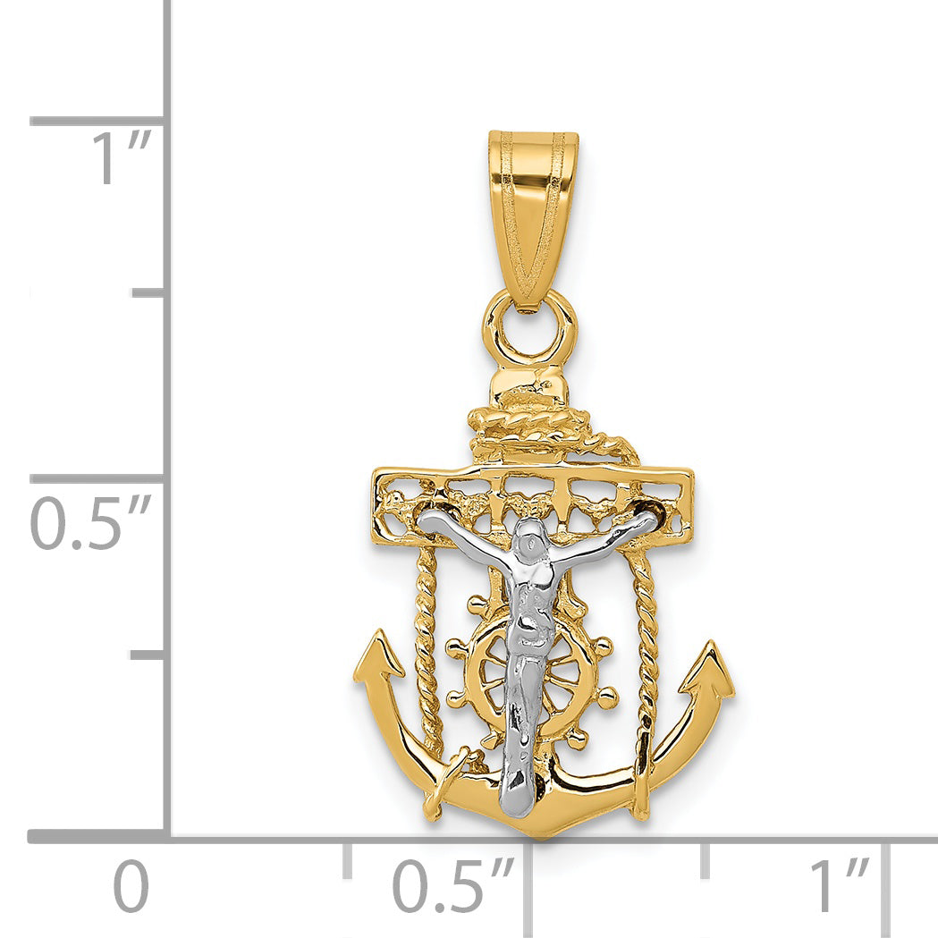 14K Two-Tone Mariners Cross Pendant