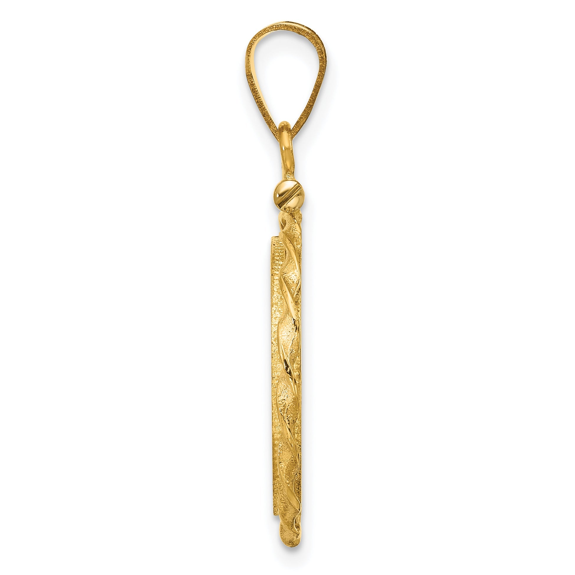 14K Yellow Gold Wideband Distinguished Coin Jewelry Polished Wide Twisted Wire 16.5mm X 1.35mm Screw Top Bezel Pendant