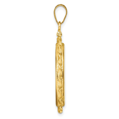 14K Yellow Gold Wideband Distinguished Coin Jewelry Polished Wide Twisted Wire 22.0mm X 1.9mm Screw Top Bezel Pendant